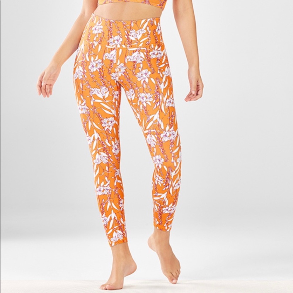 Fabletics Orange Floral Leggings